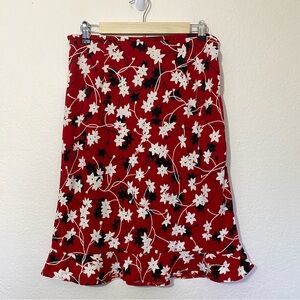 Vintage Y2K Red Black and White Floral Skirt